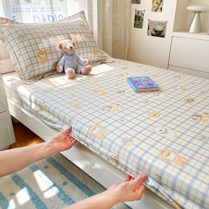 91家纺网 家纺一手货源 找家纺 莱通家纺 2025春夏新款12868纯棉印花学生单床笠 床笠单件（商家提供买家秀） 童年趣事