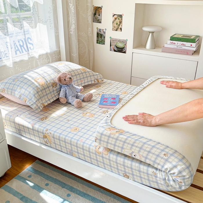 91家纺网 家纺一手货源 找家纺 莱通家纺 2025春夏新款12868纯棉印花学生单床笠 床笠单件（商家提供买家秀） 童年趣事