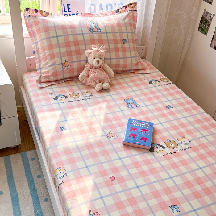 91家纺网 家纺一手货源 找家纺 莱通家纺 2025春夏新款12868纯棉印花学生单床笠 床笠单件（商家提供买家秀） 童趣伙伴