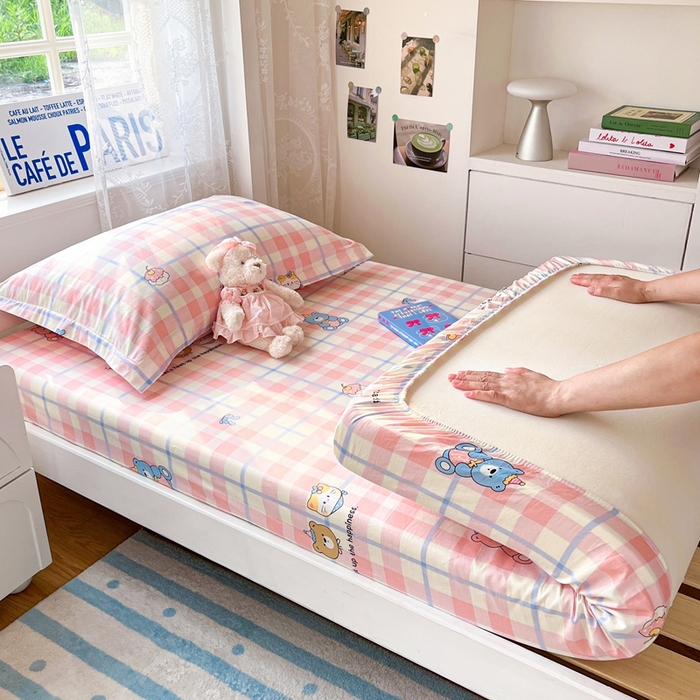 91家纺网 家纺一手货源 找家纺 莱通家纺 2025春夏新款12868纯棉印花学生单床笠 床笠单件（商家提供买家秀） 童趣伙伴