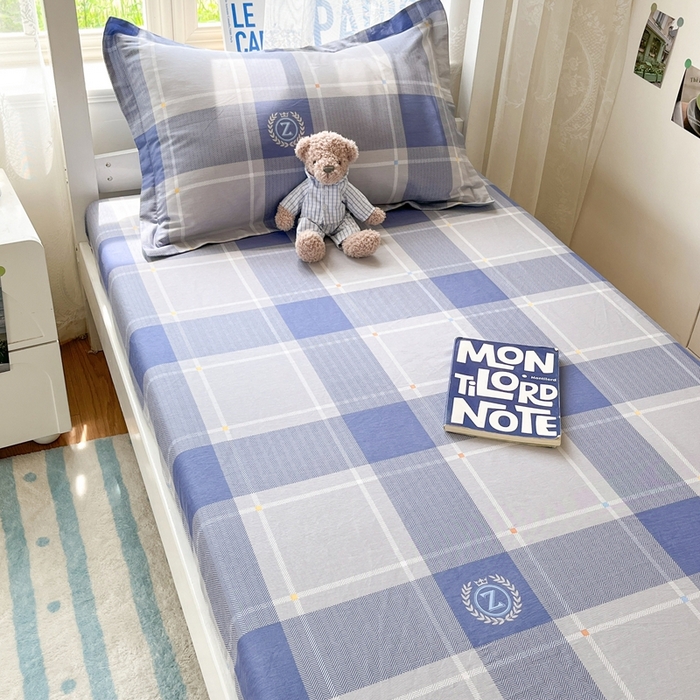 91家纺网 家纺一手货源 找家纺 莱通家纺 2025春夏新款12868纯棉印花学生单床笠 床笠单件（商家提供买家秀） 英伦风