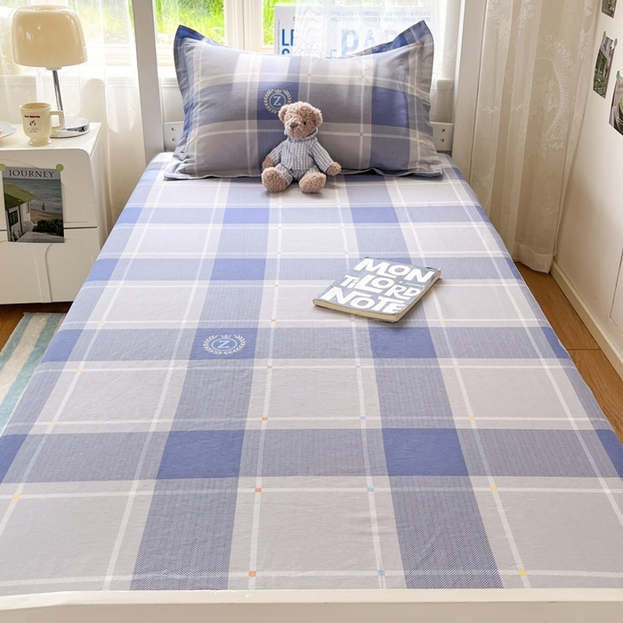 91家纺网 家纺一手货源 找家纺 莱通家纺 2025春夏新款12868纯棉印花学生单床笠 床笠单件（商家提供买家秀） 英伦风