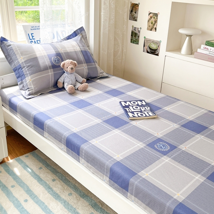 91家纺网 家纺一手货源 找家纺 莱通家纺 2025春夏新款12868纯棉印花学生单床笠 床笠单件（商家提供买家秀） 英伦风