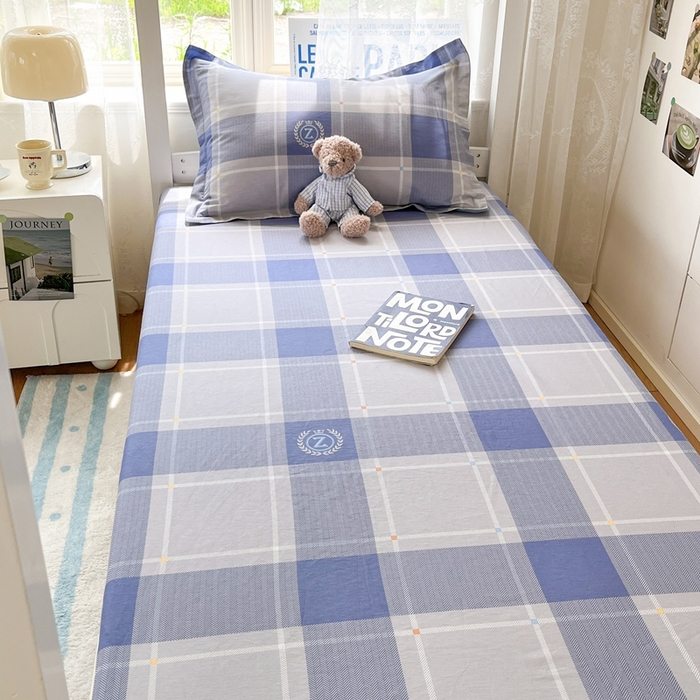 91家纺网 家纺一手货源 找家纺 莱通家纺 2025春夏新款12868纯棉印花学生单床笠 床笠单件（商家提供买家秀） 英伦风