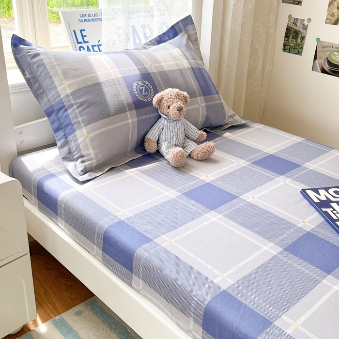 91家纺网 家纺一手货源 找家纺 莱通家纺 2025春夏新款12868纯棉印花学生单床笠 床笠单件（商家提供买家秀） 英伦风