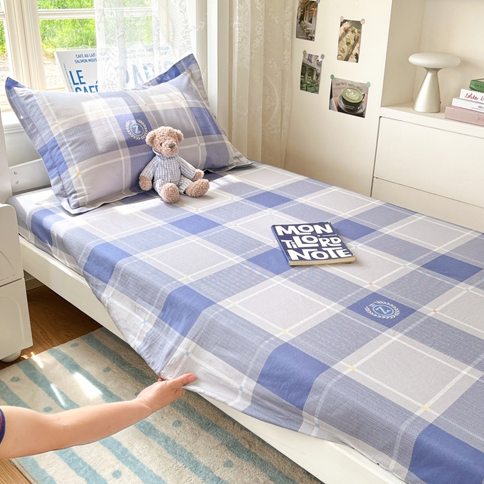 91家纺网 家纺一手货源 找家纺 莱通家纺 2025春夏新款12868纯棉印花学生单床笠 床笠单件（商家提供买家秀） 英伦风