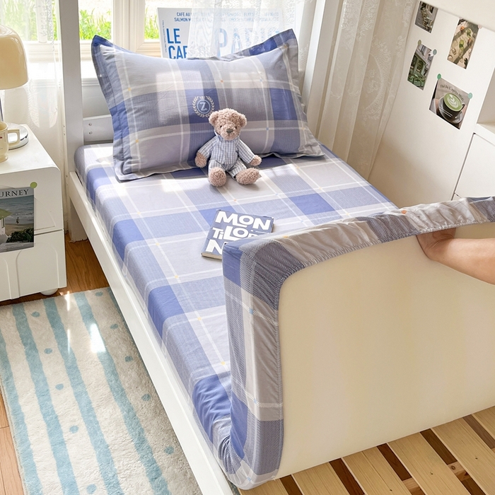 91家纺网 家纺一手货源 找家纺 莱通家纺 2025春夏新款12868纯棉印花学生单床笠 床笠单件（商家提供买家秀） 英伦风