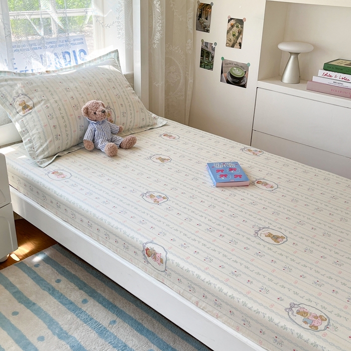 91家纺网 家纺一手货源 找家纺 莱通家纺 2025春夏新款12868纯棉印花学生单床笠 床笠单件（商家提供买家秀） 月光摇蓝草