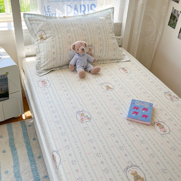 91家纺网 家纺一手货源 找家纺 莱通家纺 2025春夏新款12868纯棉印花学生单床笠 床笠单件（商家提供买家秀） 月光摇蓝草