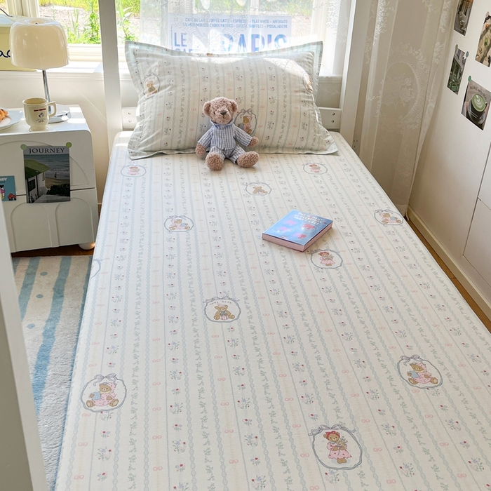 91家纺网 家纺一手货源 找家纺 莱通家纺 2025春夏新款12868纯棉印花学生单床笠 床笠单件（商家提供买家秀） 月光摇蓝草