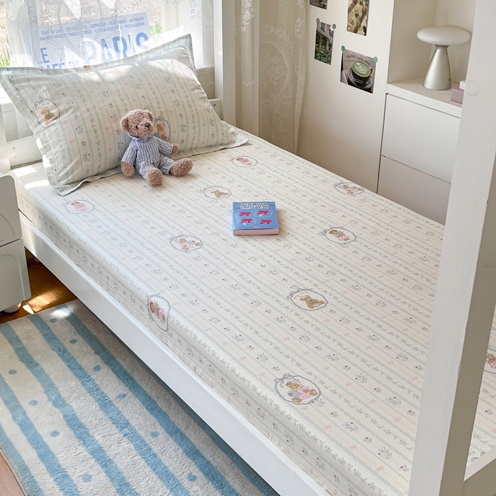 91家纺网 家纺一手货源 找家纺 莱通家纺 2025春夏新款12868纯棉印花学生单床笠 床笠单件（商家提供买家秀） 月光摇蓝草