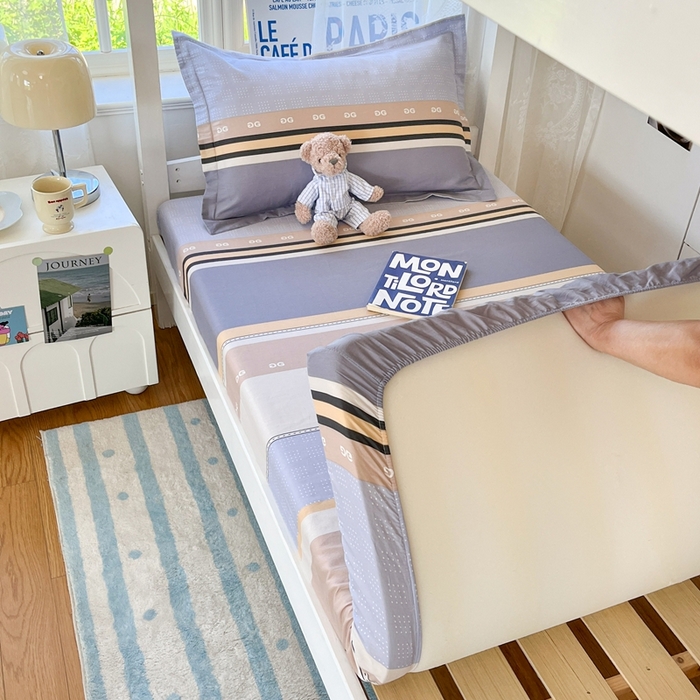 91家纺网 家纺一手货源 找家纺 莱通家纺 2025春夏新款12868纯棉印花学生单床笠 床笠单件（商家提供买家秀） 正交暮色