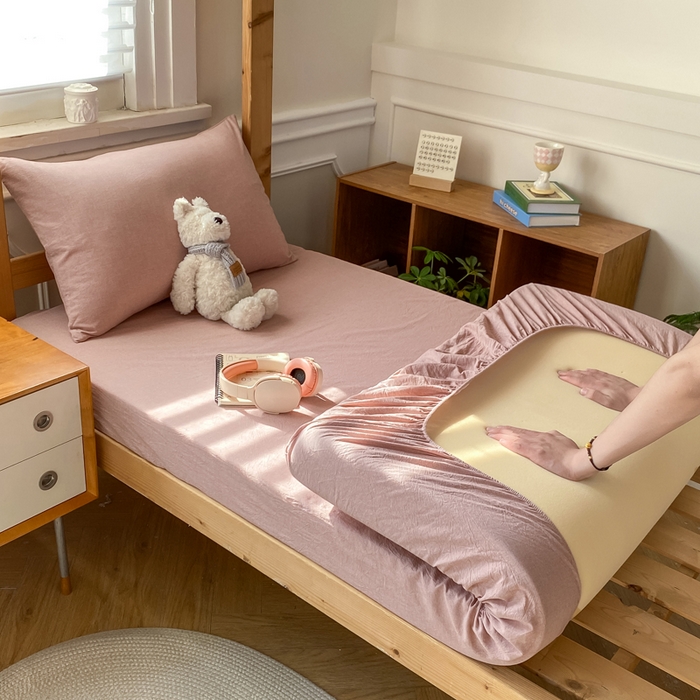 恋人优选 2025新款儿童学生宿舍上下铺全棉纯棉色织床笠单品单床笠床笠单件-无标款系列二 豆沙
