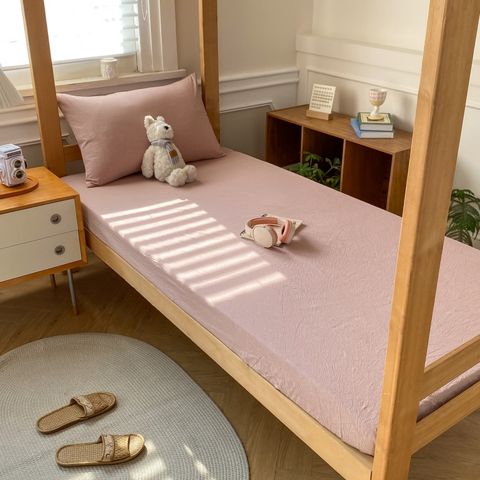 91家纺网 家纺一手货源 找家纺 恋人优选 2025新款儿童学生宿舍上下铺全棉纯棉色织床笠单品单床笠床笠单件-无标款系列二 豆沙