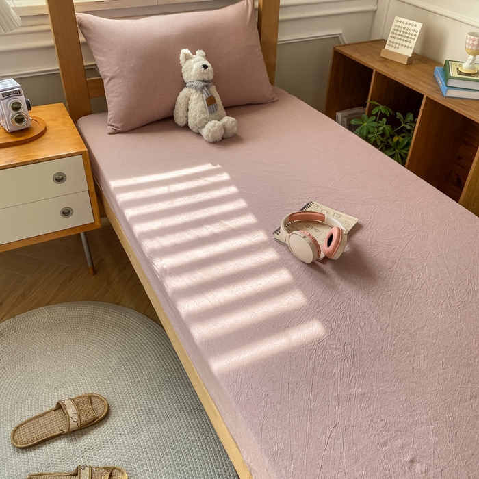 91家纺网 家纺一手货源 找家纺 恋人优选 2025新款儿童学生宿舍上下铺全棉纯棉色织床笠单品单床笠床笠单件-无标款系列二 豆沙