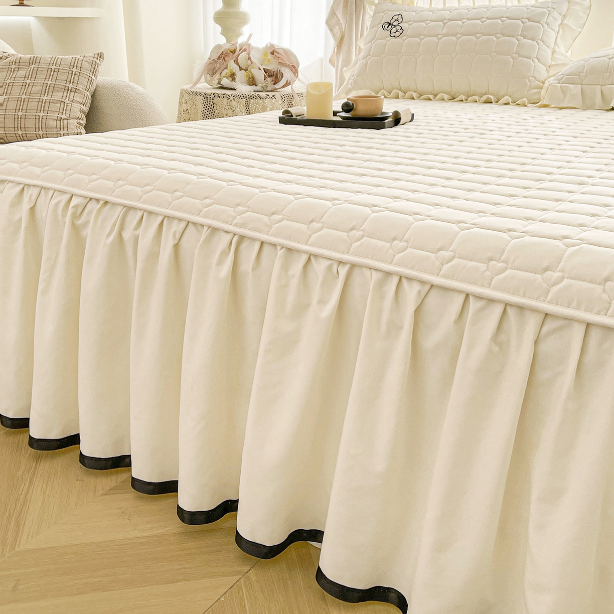 91家纺网 家纺一手货源 找家纺 （总）笠裙家纺 2025新款A类110克水洗棉新疆棉花夹棉单床裙 床裙单件