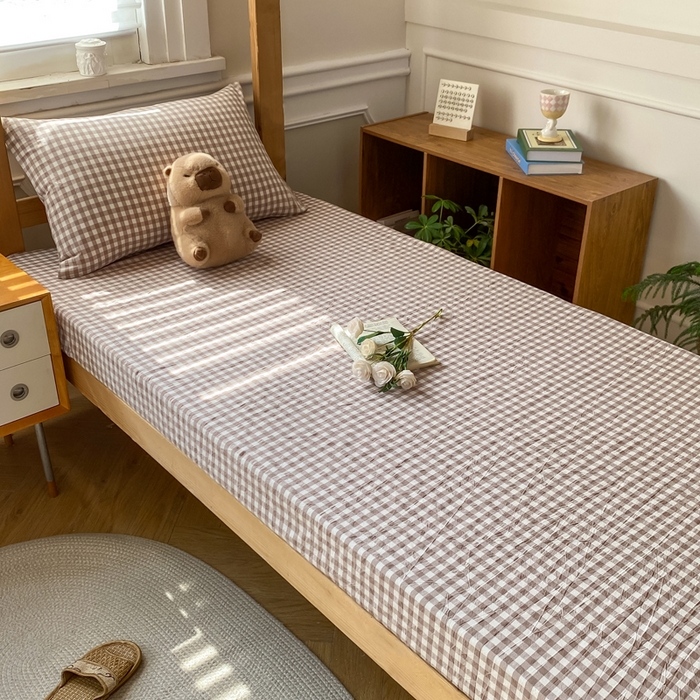 91家纺网 家纺一手货源 找家纺 恋人优选 2025新款儿童学生宿舍上下铺全棉纯棉色织床笠单品单床笠床笠单件-无标款系列二 米小格