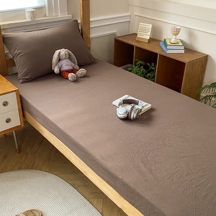91家纺网 家纺一手货源 找家纺 恋人优选 2025新款儿童学生宿舍上下铺全棉纯棉色织床笠单品单床笠床笠单件-无标款系列二 摩卡棕