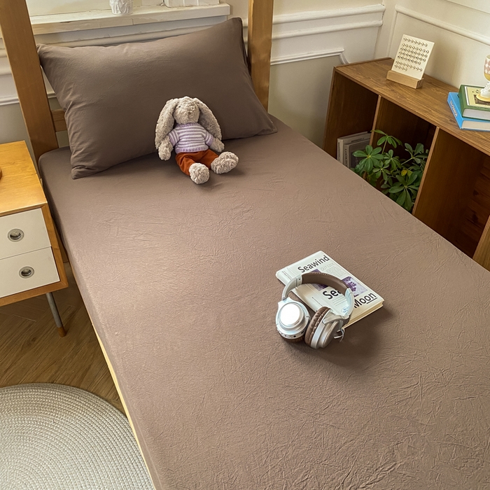 91家纺网 家纺一手货源 找家纺 恋人优选 2025新款儿童学生宿舍上下铺全棉纯棉色织床笠单品单床笠床笠单件-无标款系列二 摩卡棕