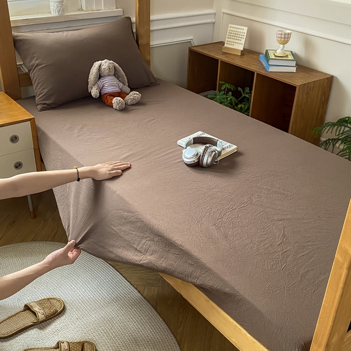 91家纺网 家纺一手货源 找家纺 恋人优选 2025新款儿童学生宿舍上下铺全棉纯棉色织床笠单品单床笠床笠单件-无标款系列二 摩卡棕