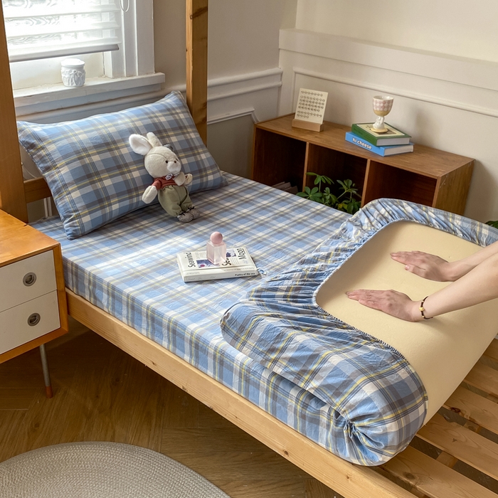 恋人优选 2025新款儿童学生宿舍上下铺全棉纯棉色织床笠单品单床笠床笠单件-无标款系列二 莫妮兰