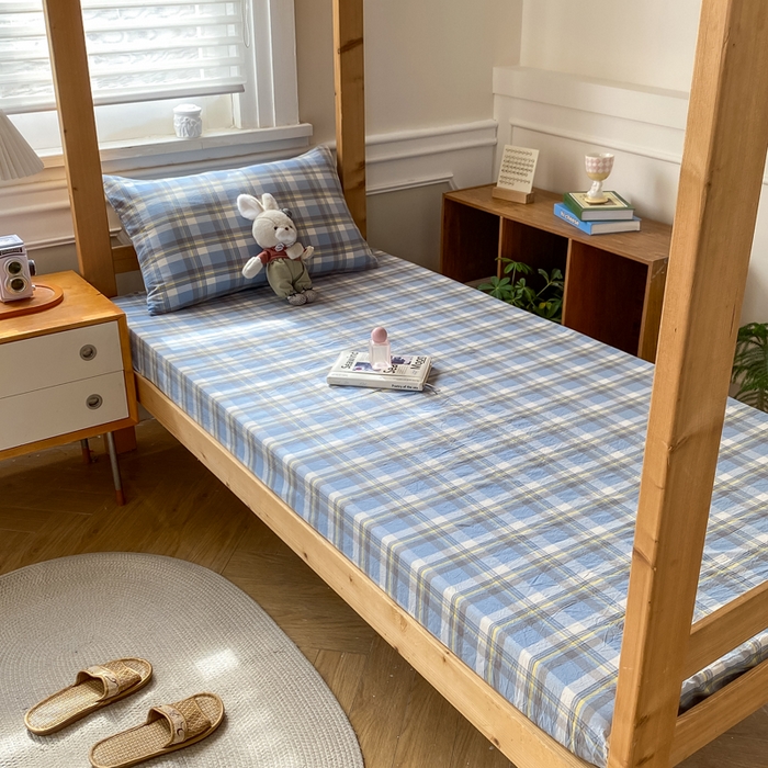 91家纺网 家纺一手货源 找家纺 恋人优选 2025新款儿童学生宿舍上下铺全棉纯棉色织床笠单品单床笠床笠单件-无标款系列二 莫妮兰