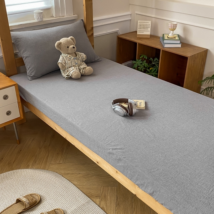 91家纺网 家纺一手货源 找家纺 恋人优选 2025新款儿童学生宿舍上下铺全棉纯棉色织床笠单品单床笠床笠单件-无标款系列二 浅灰