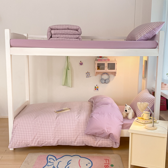 91家纺网 家纺一手货源 找家纺 寐居家纺 2025新款亲肤舒适全棉纯棉色织水洗棉学生三件套 哈曼-粉