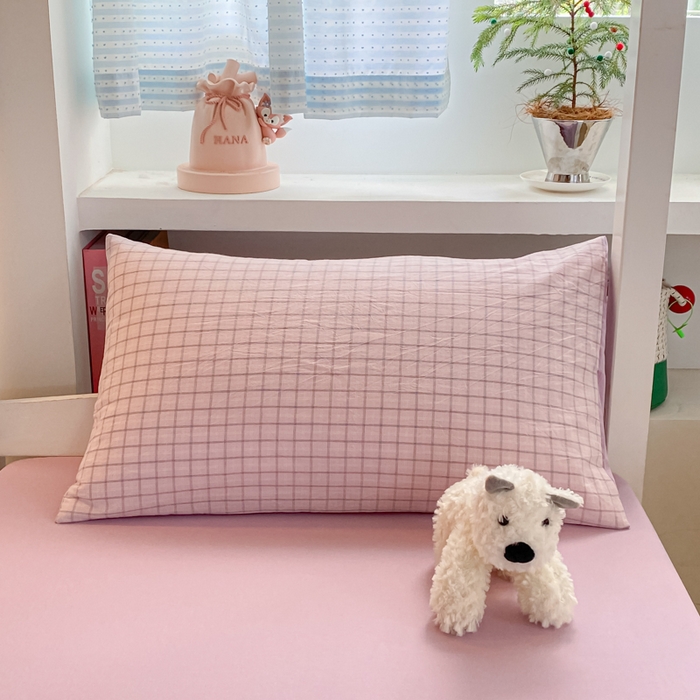 91家纺网 家纺一手货源 找家纺 寐居家纺 2025新款亲肤舒适全棉纯棉色织水洗棉学生三件套 哈曼-粉