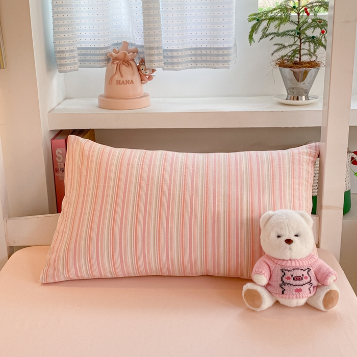 91家纺网 家纺一手货源 找家纺 寐居家纺 2025新款亲肤舒适全棉纯棉色织水洗棉学生三件套 布丁-粉