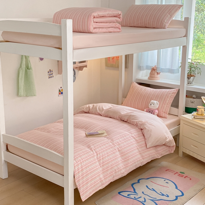 （总）寐居家纺 2025新款亲肤舒适全棉纯棉色织水洗棉学生三件套