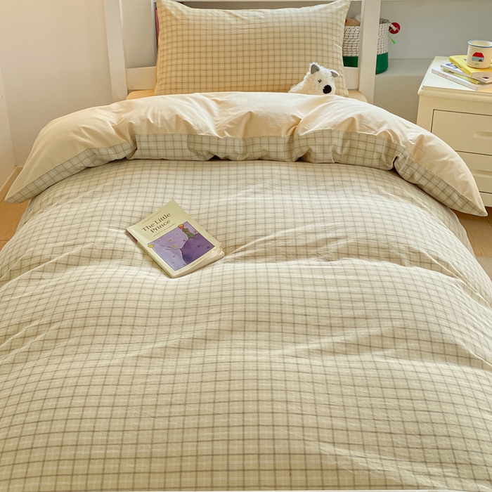 91家纺网 家纺一手货源 找家纺 寐居家纺 2025新款亲肤舒适全棉纯棉色织水洗棉学生三件套 哈曼-黄