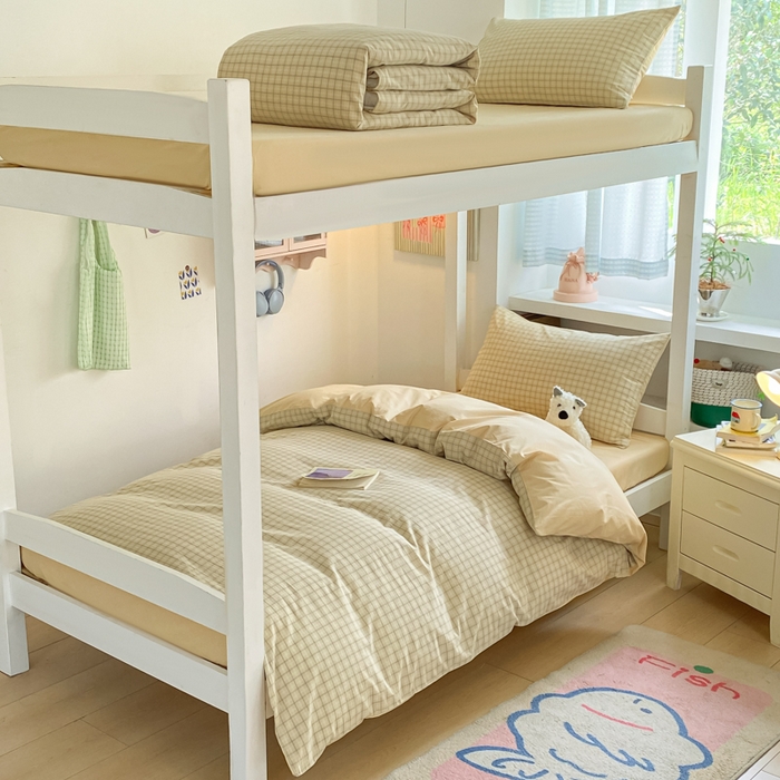 寐居家纺 2025新款亲肤舒适全棉纯棉色织水洗棉学生三件套 哈曼-黄