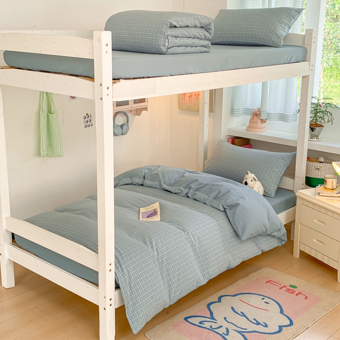 寐居家纺 2025新款亲肤舒适全棉纯棉色织水洗棉学生三件套 莫尼-蓝