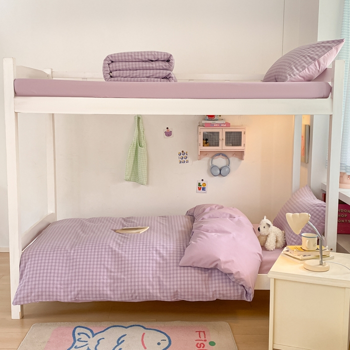 91家纺网 家纺一手货源 找家纺 寐居家纺 2025新款亲肤舒适全棉纯棉色织水洗棉学生三件套 哈曼-紫