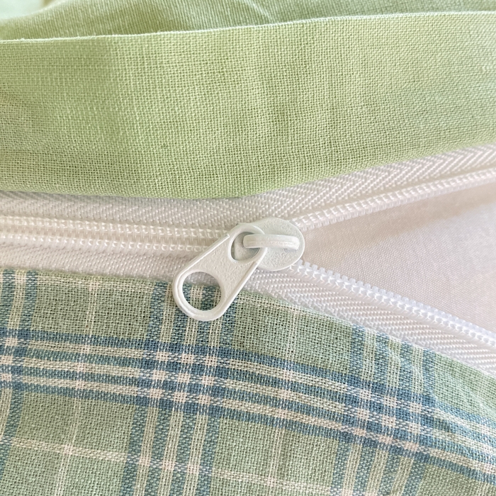 91家纺网 家纺一手货源 找家纺 寐居家纺 2025新款亲肤舒适全棉纯棉色织水洗棉学生三件套 莫尼-绿