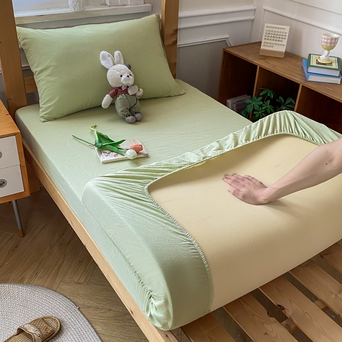 91家纺网 家纺一手货源 找家纺 恋人优选 2025新款儿童学生宿舍上下铺全棉纯棉色织床笠单品单床笠床笠单件-无标款系列二 青辰绿