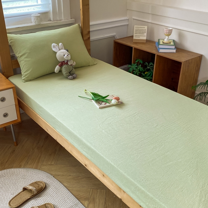 91家纺网 家纺一手货源 找家纺 恋人优选 2025新款儿童学生宿舍上下铺全棉纯棉色织床笠单品单床笠床笠单件-无标款系列二 青辰绿