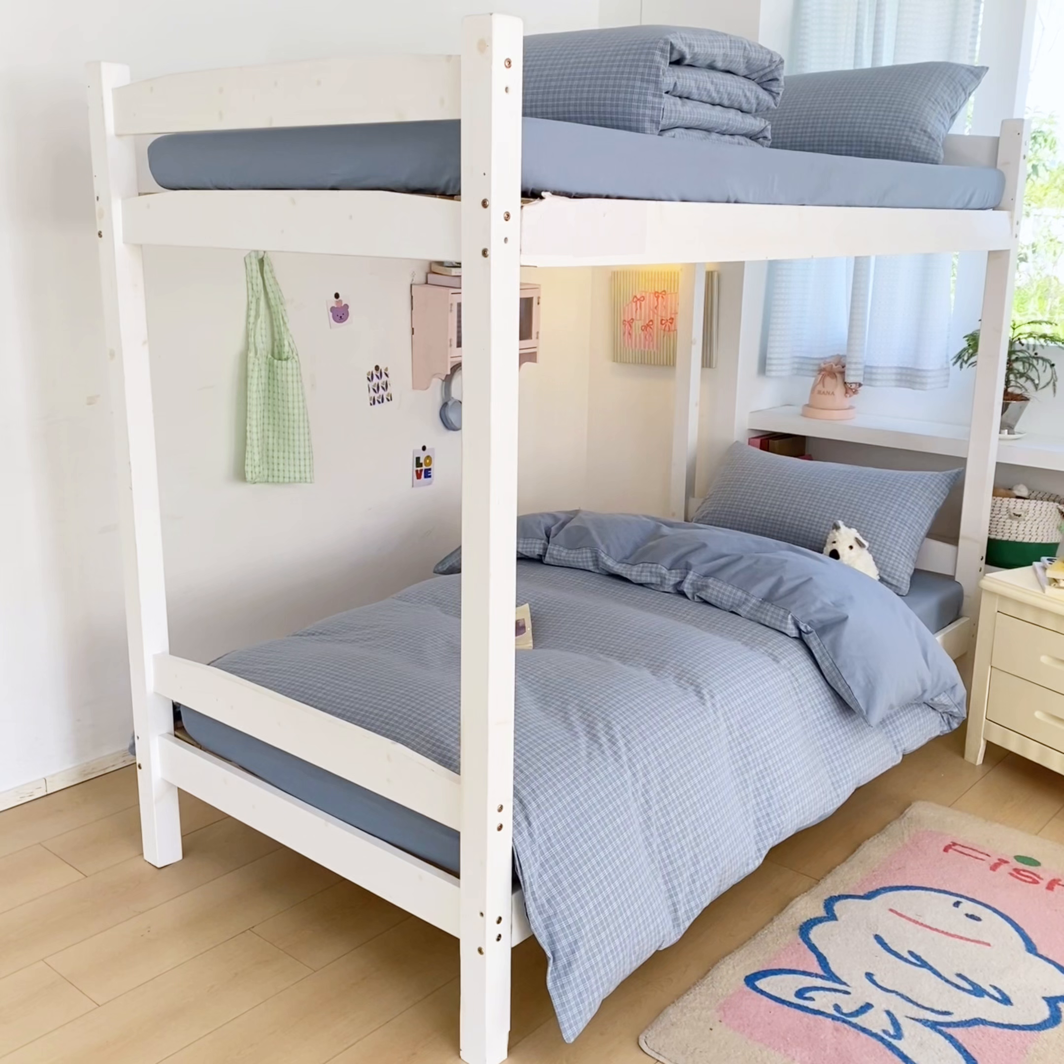 91家纺网 家纺一手货源 找家纺 寐居家纺 2025新款亲肤舒适全棉纯棉色织水洗棉学生三件套 莫尼-蓝