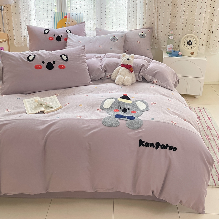 91家纺网 家纺一手货源 找家纺 （总）寐居家纺 2025新款全棉纯棉A类双层纱拼接毛巾绣花四件套