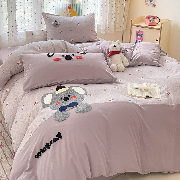 91家纺网 家纺一手货源 找家纺 （总）寐居家纺 2025新款全棉纯棉A类双层纱拼接毛巾绣花四件套