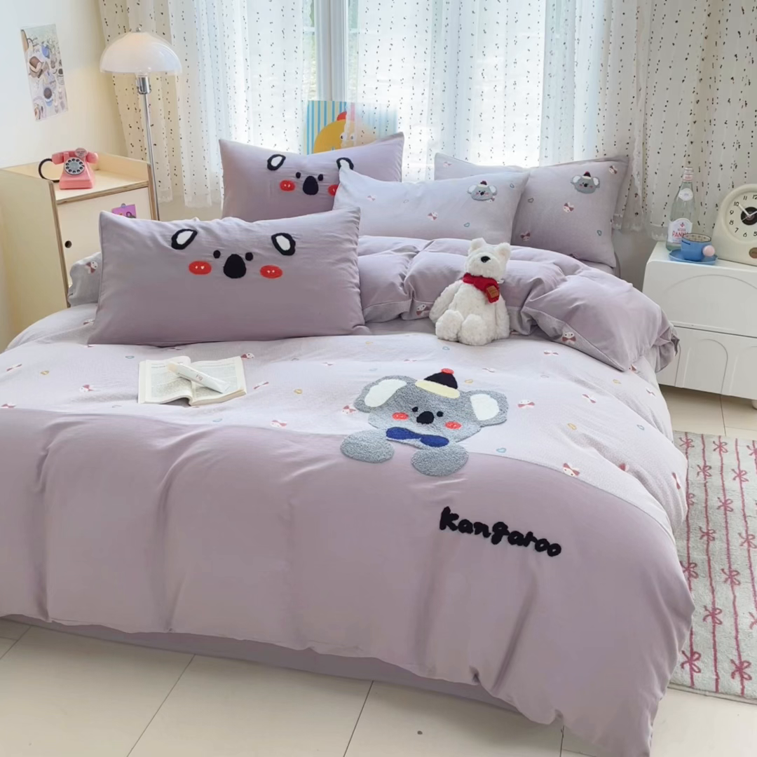 91家纺网 家纺一手货源 找家纺 （总）寐居家纺 2025新款全棉纯棉A类双层纱拼接毛巾绣花四件套