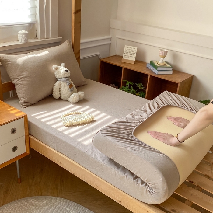 恋人优选 2025新款儿童学生宿舍上下铺全棉纯棉色织床笠单品单床笠床笠单件-无标款系列二 杏仁棕