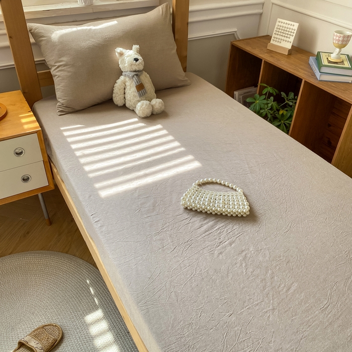 91家纺网 家纺一手货源 找家纺 恋人优选 2025新款儿童学生宿舍上下铺全棉纯棉色织床笠单品单床笠床笠单件-无标款系列二 杏仁棕