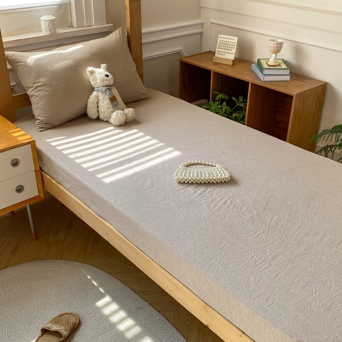 91家纺网 家纺一手货源 找家纺 恋人优选 2025新款儿童学生宿舍上下铺全棉纯棉色织床笠单品单床笠床笠单件-无标款系列二 杏仁棕