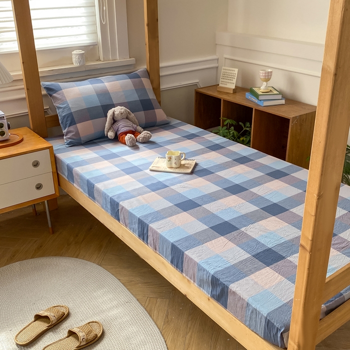 91家纺网 家纺一手货源 找家纺 恋人优选 2025新款儿童学生宿舍上下铺全棉纯棉色织床笠单品单床笠床笠单件-无标款系列二 英伦兰