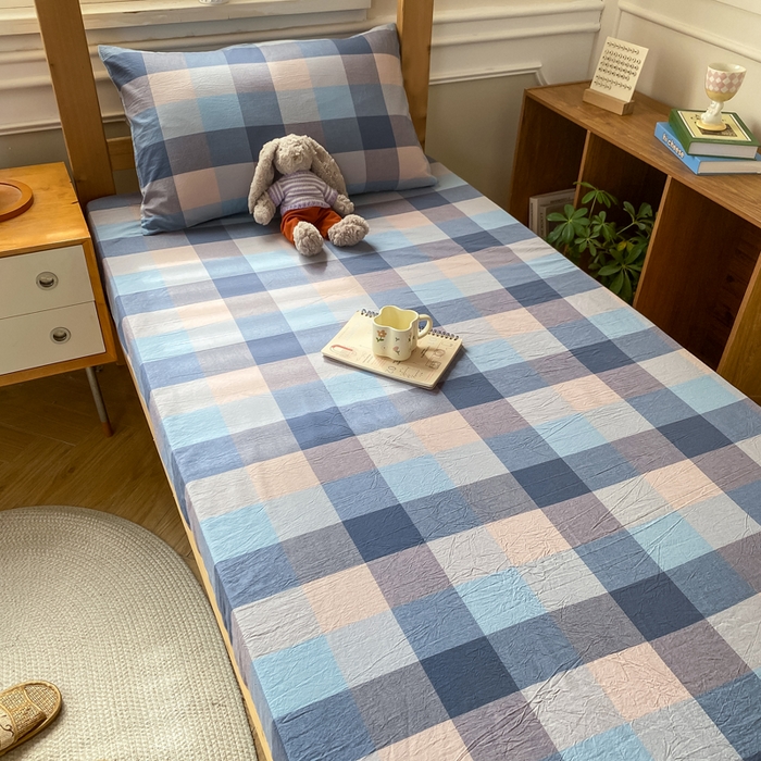 91家纺网 家纺一手货源 找家纺 恋人优选 2025新款儿童学生宿舍上下铺全棉纯棉色织床笠单品单床笠床笠单件-无标款系列二 英伦兰