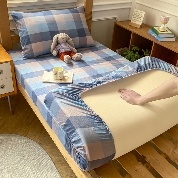 91家纺网 家纺一手货源 找家纺 恋人优选 2025新款儿童学生宿舍上下铺全棉纯棉色织床笠单品单床笠床笠单件-无标款系列二 英伦兰