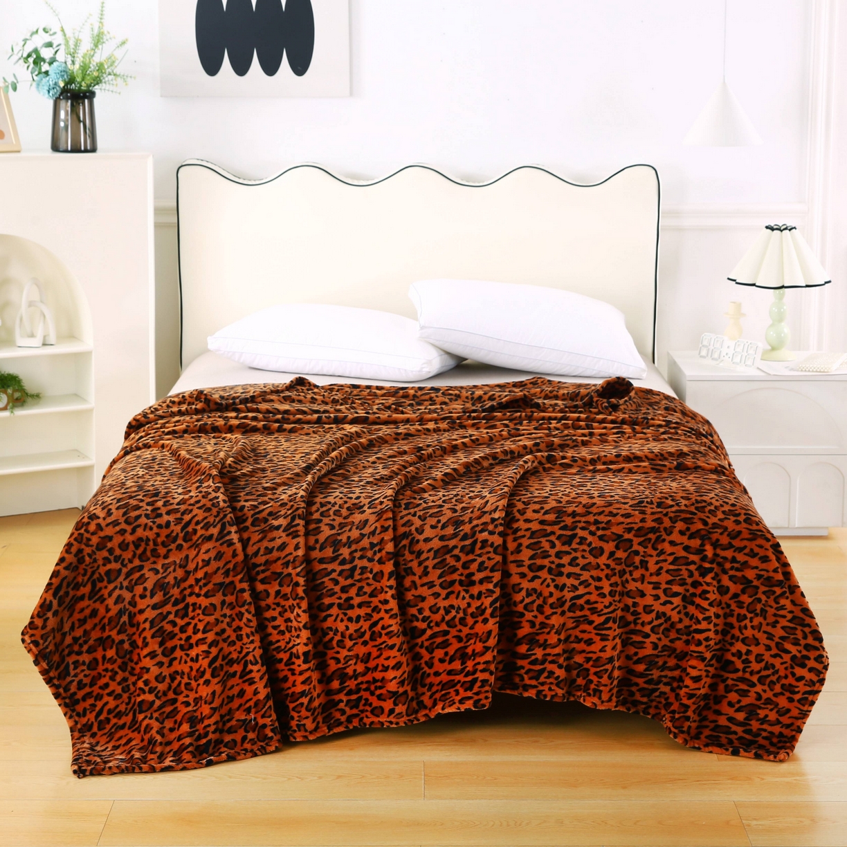 91家纺网 家纺一手货源 找家纺 璐维斯 2025新款直播260g法莱绒毯子牛奶绒印花毛毯沙发巾沙发毯跨境外贸 豹纹咖