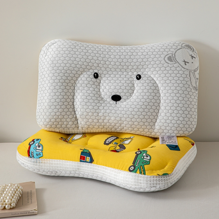 91家纺网 家纺一手货源 找家纺 大熊枕芯 2025新款AB版冰豆豆小熊儿童枕枕头枕芯 冰豆豆小熊枕-工程车 30x50cm/只